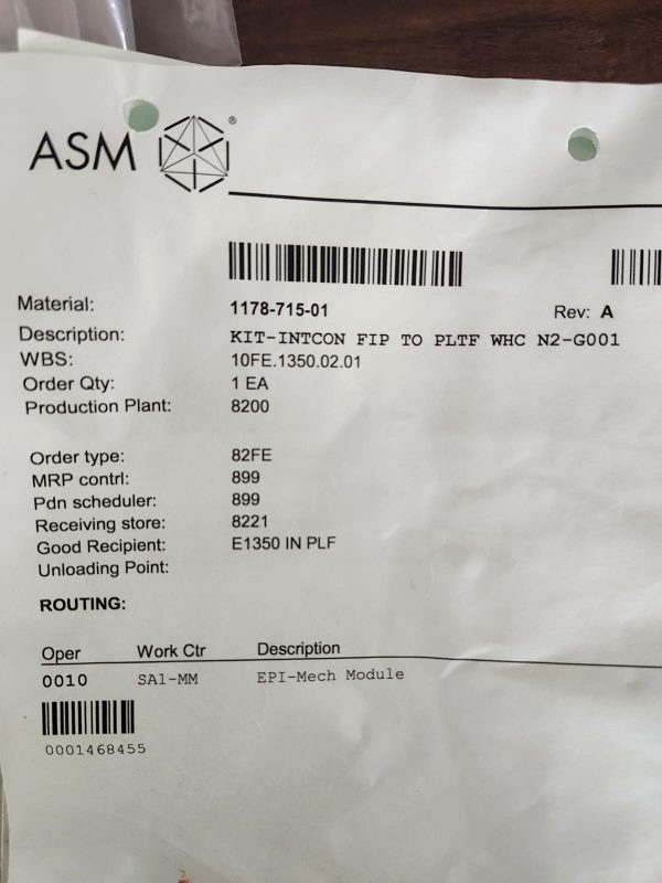 ASM 1178-715-01 Rev. A KIT-INTCON FIP TO PLTF WHC N2-G001 - Image 2