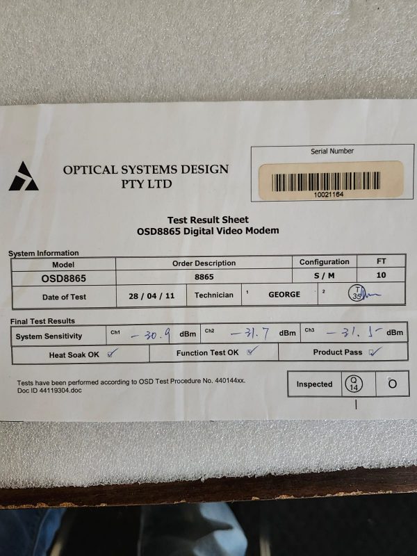 OPTICAL SYSTEMS DESIGN OSD8865 - Image 4