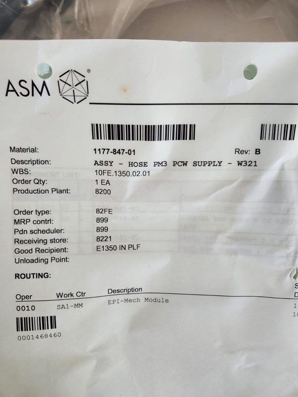 1177-847-01 ASSY-HOSE PM3 PCW SUPPLY-W321 - Image 2