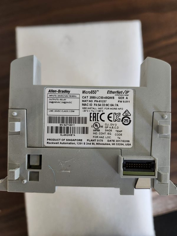 Allen Bradley 2080-LC50-48QWB SER: A Micro850 48 I/O EtherNet/IP Controller - Image 3