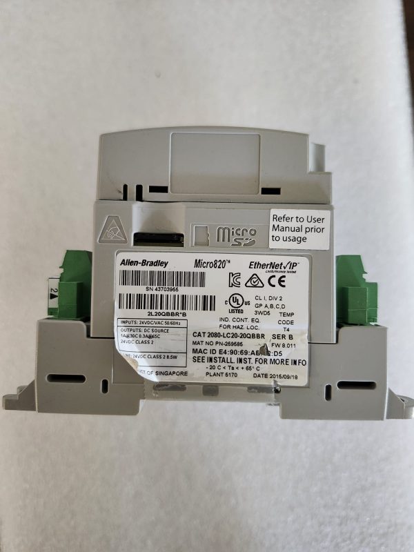 Allen-Bradley 2080-LC20-20QBBR 20 I/O ENet/IP Controller - Image 3