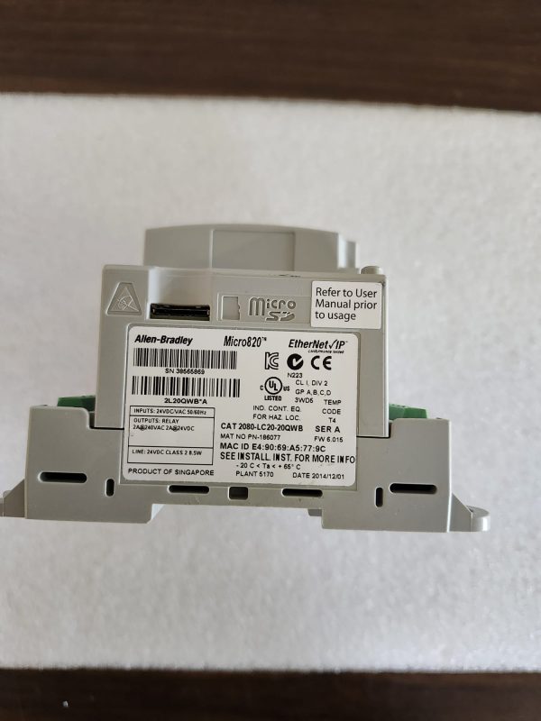 Allen Bradley 2080-LC20-20QWB /A Micro820 EtherNet IP Controller - Image 3
