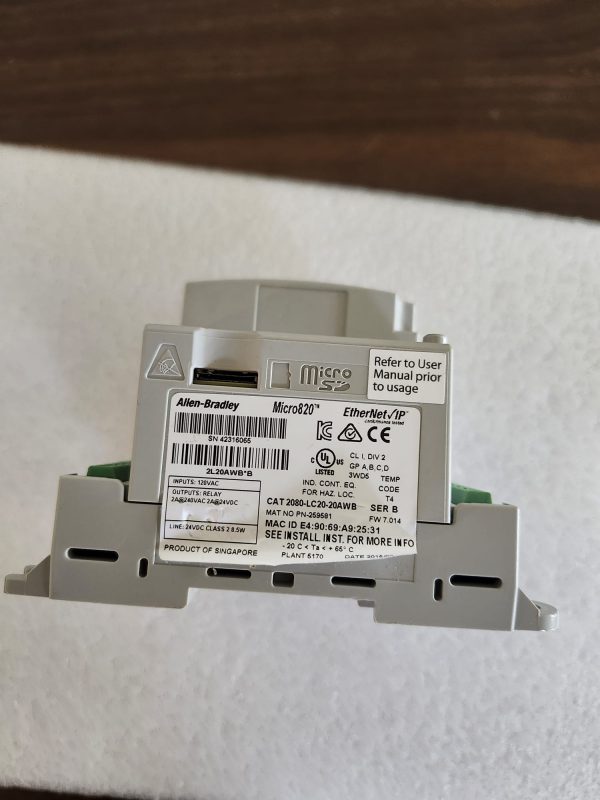 Allen Bradley 2080-LC20-20AWB Ser B Micro820 PLC - Image 3
