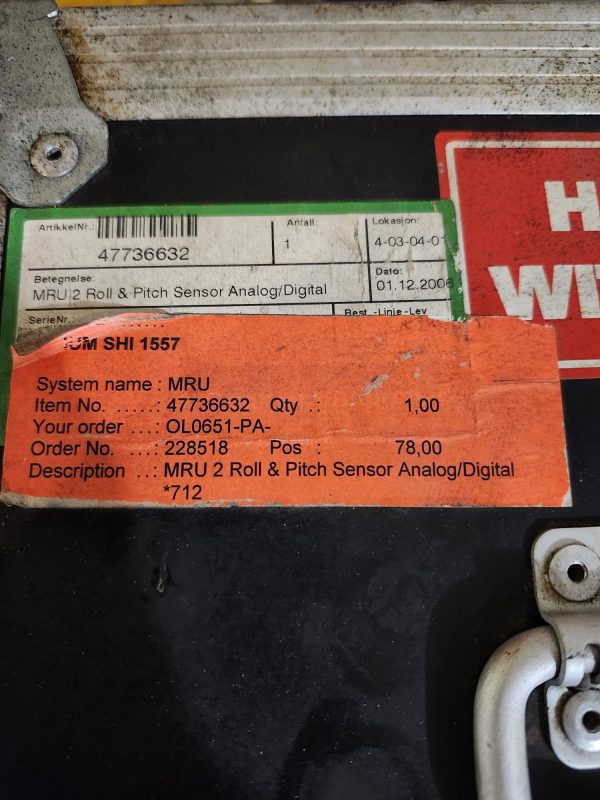 KONGSBERG MRU-M-SC1 MOTION REFERENCE UNIT MRU 2 ROLL & PITCH SENSOR 47736632 - Image 5