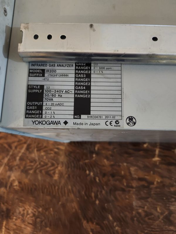 YOKOGAWA IR200 Infrared Gas Analyzer 100-240v AC - Image 3