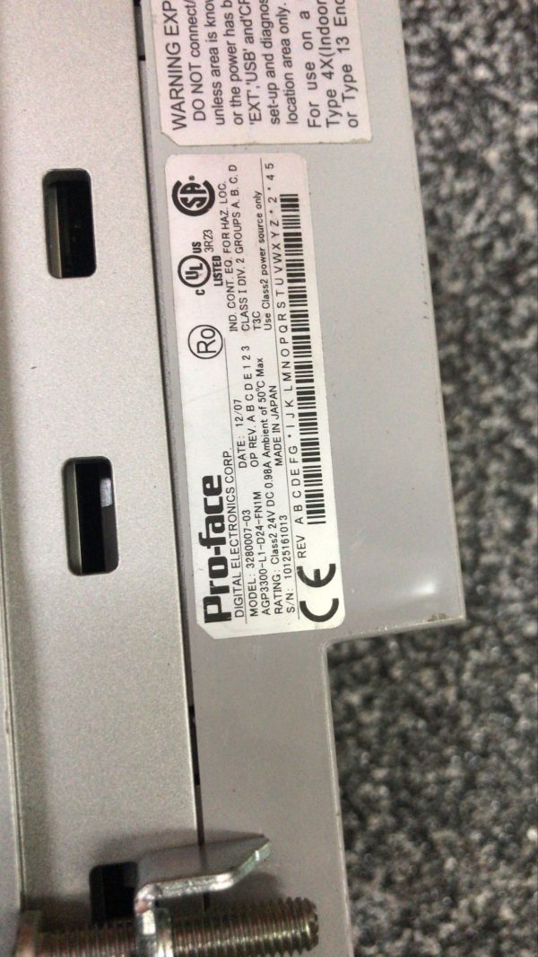 PROFACE 3280007-03 OPERATOR PANEL HMI AGP3300-L1-D24-FN1M 24V DC - Image 2