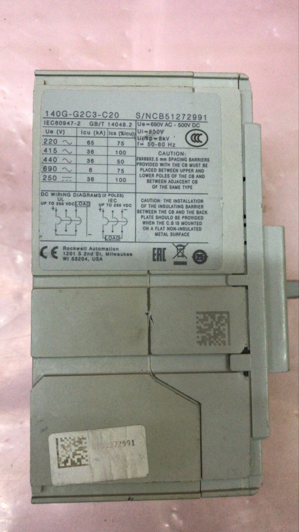 ROCKWELL AUTOMATION 3P CIRCUIT BREAKER 140G-G2C3-C20 - Image 2