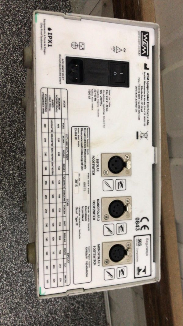 WEM SS-501SX MICROPROCESSED ELECTROSURGICAL UNIT - Image 2