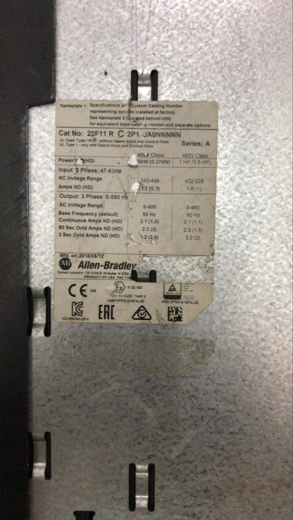 Allen Bradley 20F11 R C 2P1 JA0NNNNN  753 AC Drive - Image 2