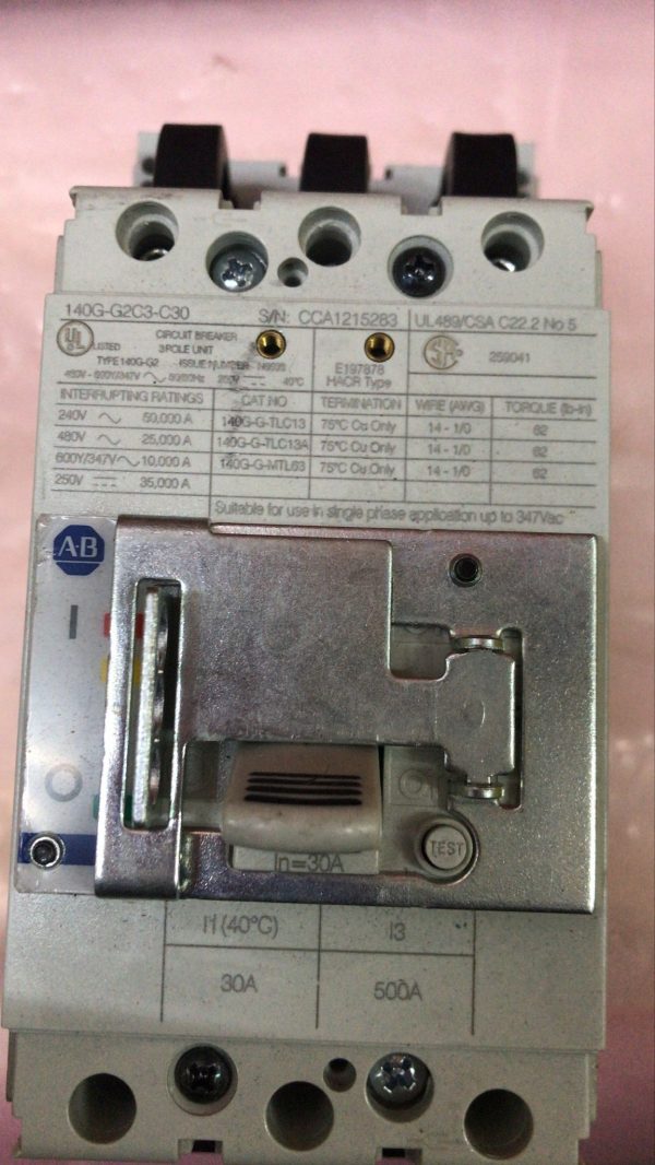 Allen-Bradley  140G-G2C3-C30 3-Pole Molded Case Circuit Breaker - Image 3